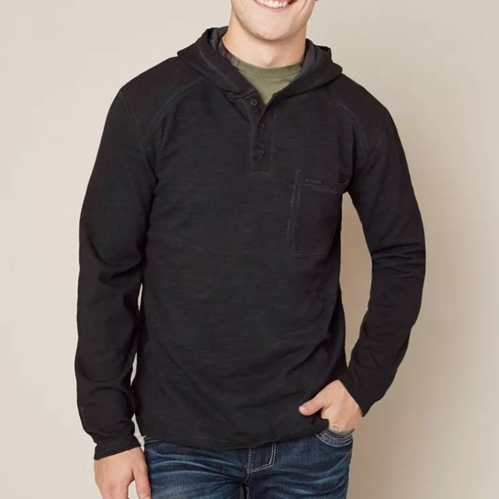 Affliction Black Premium Legacy Henley Hoodie